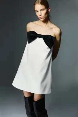Robe bandeau avec nœud devant - Blanc — photo 3