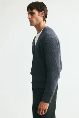 Gilet Relaxed Fit en fil chenille - Gris foncé — photo 4