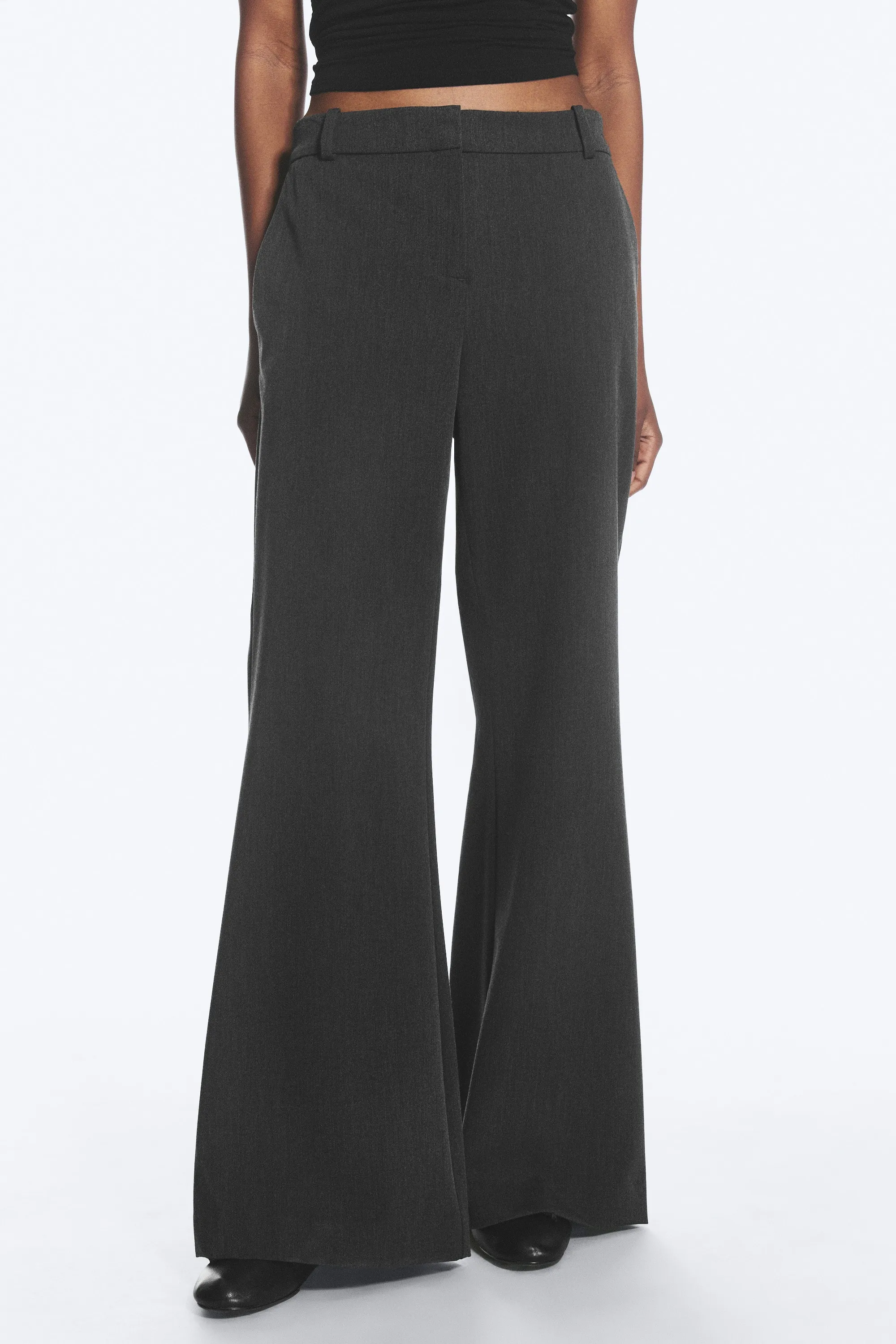 Pantalon de costume évasé - Gris foncé chiné