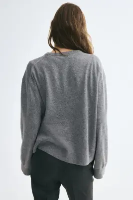 Pull en maille fine de laine cachemire - Gris chiné — photo 3