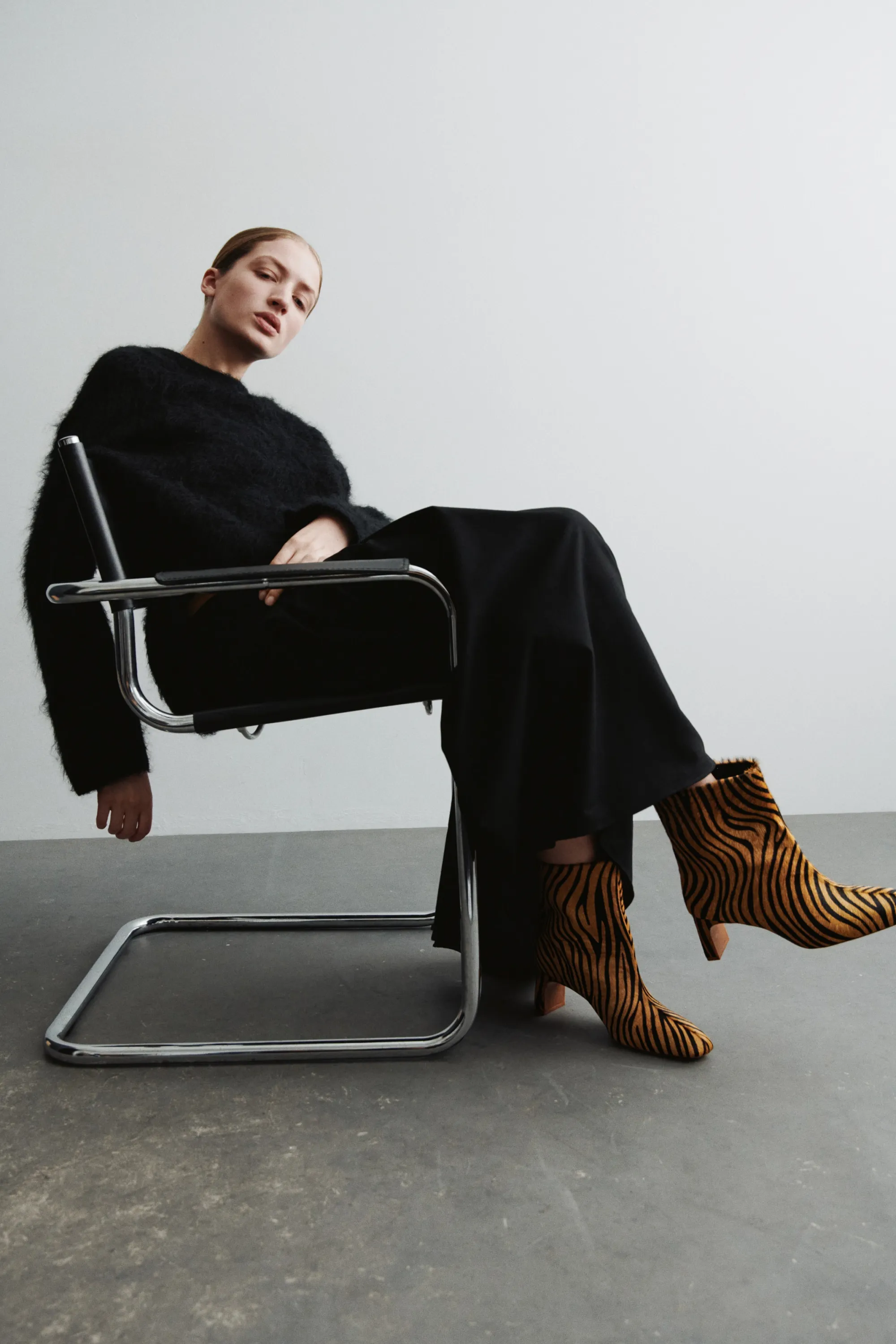 Bottines en cuir - Beige/imitation tigre