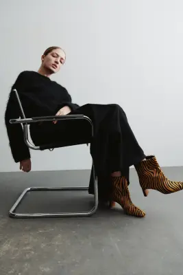 Bottines en cuir - Beige/imitation tigre — photo 1