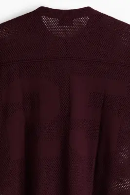 T-shirt boxy Relaxed Fit en maille ajourée - Bordeaux — photo 4