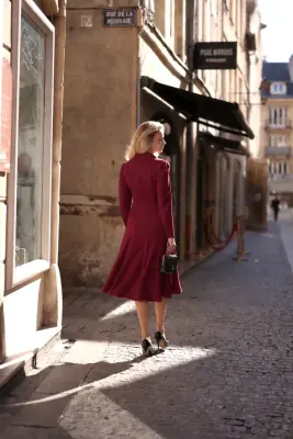 Hortensia Belted Dress - Bordeaux — photo 3