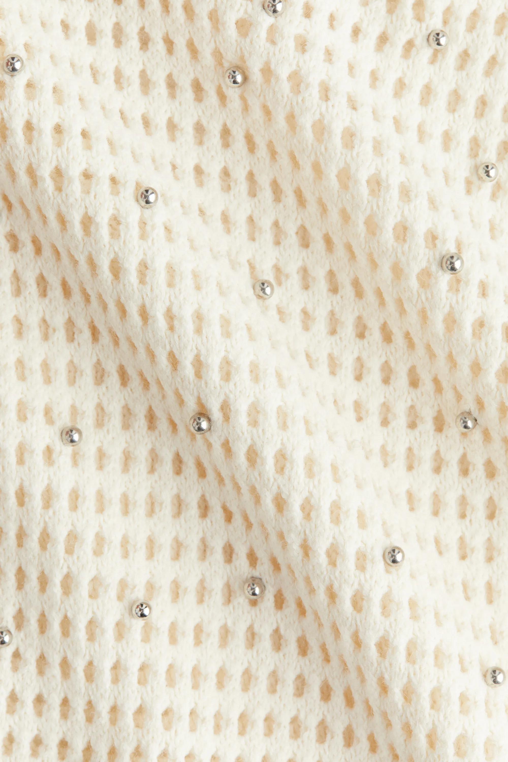 Polo en maille ajourée - Beige clair