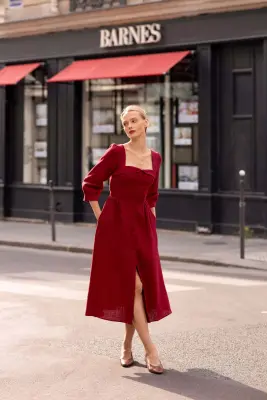 Esther Midi Dress - Bordeaux — photo 1