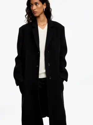 Manteau en laine mélangée - Noir — photo 3