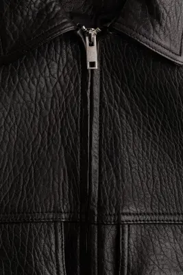 Veste en cuir - Noir — photo 5