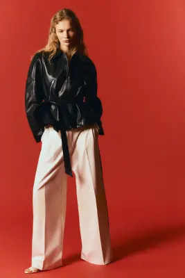 Veste en tissu enduit avec ceinture à nouer - Noir — photo 1