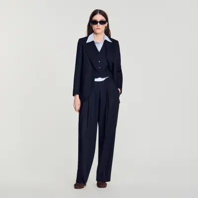 Pantalon en laine à rayures