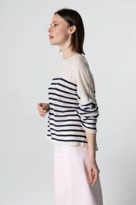 Pull Blue Moon Rayé Col Rond Manches Longues en Lin — photo 3