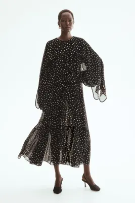 Robe étagée avec cape - Noir/pois — photo 2