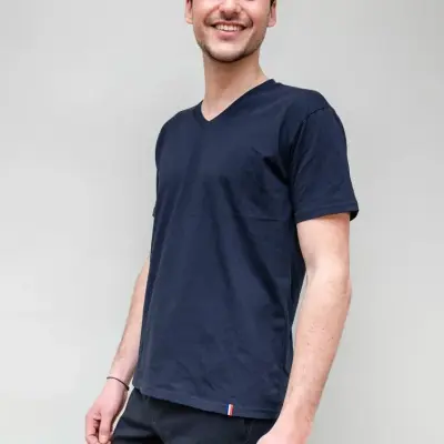 T-shirt Martin col V bleu marine — photo 2