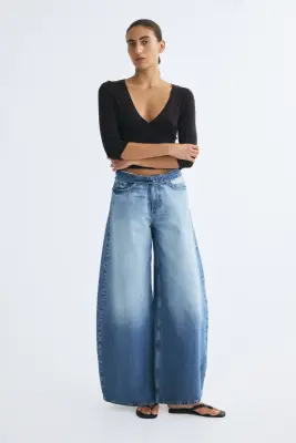 Top à encolure en V en viscose - Marron foncé — photo 1
