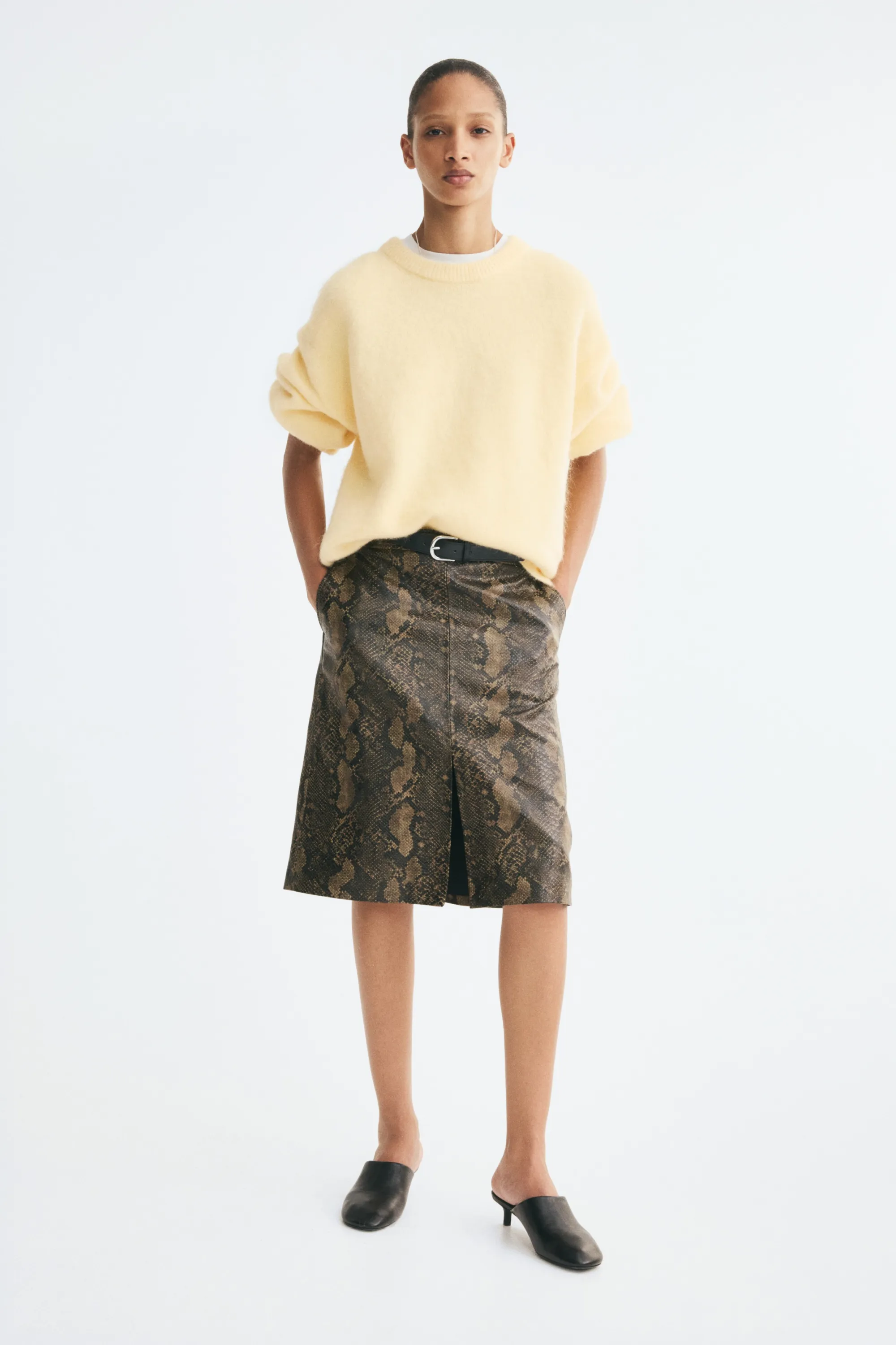 Pull oversize en mohair mélangé - Jaune clair