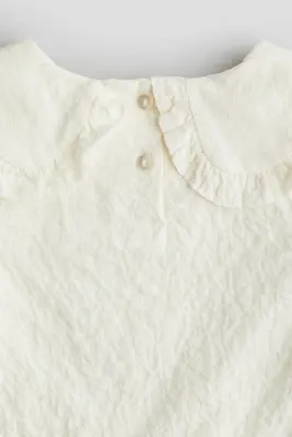 Blouse à manches bouffantes en seersucker - Crème — photo 2