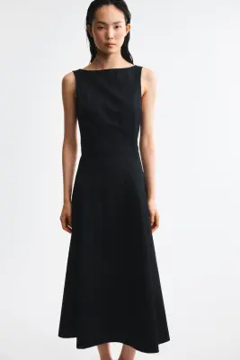 Robe découpée en twill - Noir — photo 2