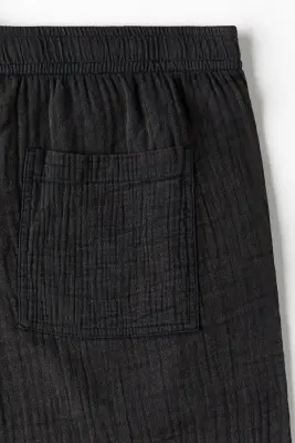 Pantalon Loose Fit en mousseline de coton - Noir — photo 4
