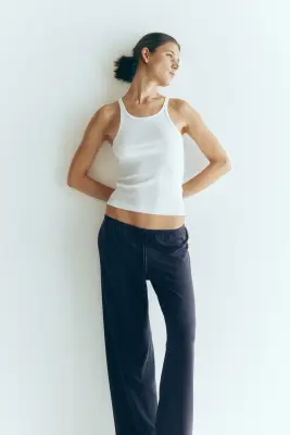 Pantalon de pyjama en coton mélangé - Bleu marine — photo 2