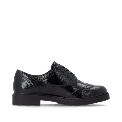 Chaussures à Lacets Remonte D2Q04-02 Noires - Vernis Talon Bloc Grande Pointure Femme — photo 3
