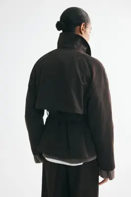 Trench-coat court avec ceinture à nouer - Marron foncé — photo 4