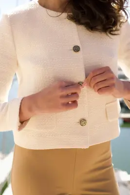 Leontine Tweed Jacket - Cream — photo 5