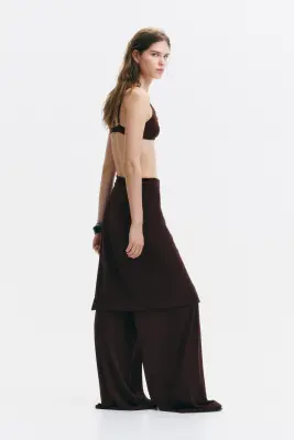 Pantalon avec jupe superposée - Marron foncé — photo 2