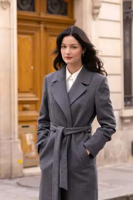 Giselle Wrap Coat - Grey — photo 3