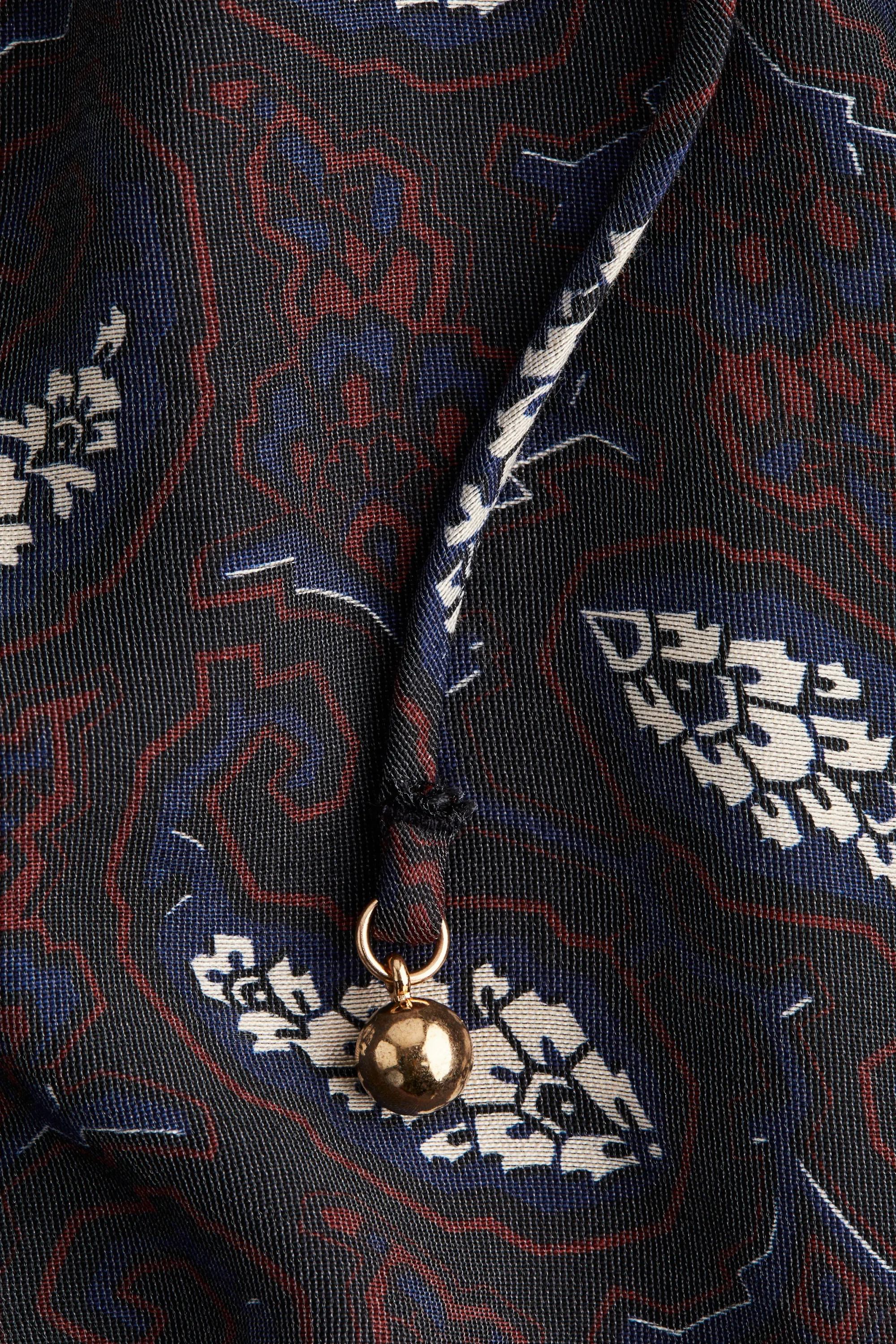 Robe oversize avec ceinture à nouer - Bleu marine/motif cachemire