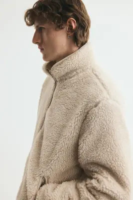 Veste zippée en tissu Teddy bear - Beige clair — photo 4