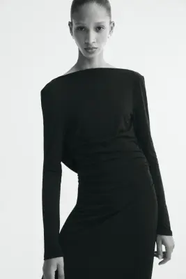 Robe à dos bénitier en maille fine - Noir — photo 2