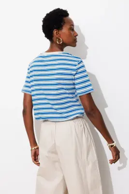 T-shirt rayé en jersey Femme — photo 4