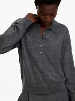 Polo en laine mérinos - gris — photo 2