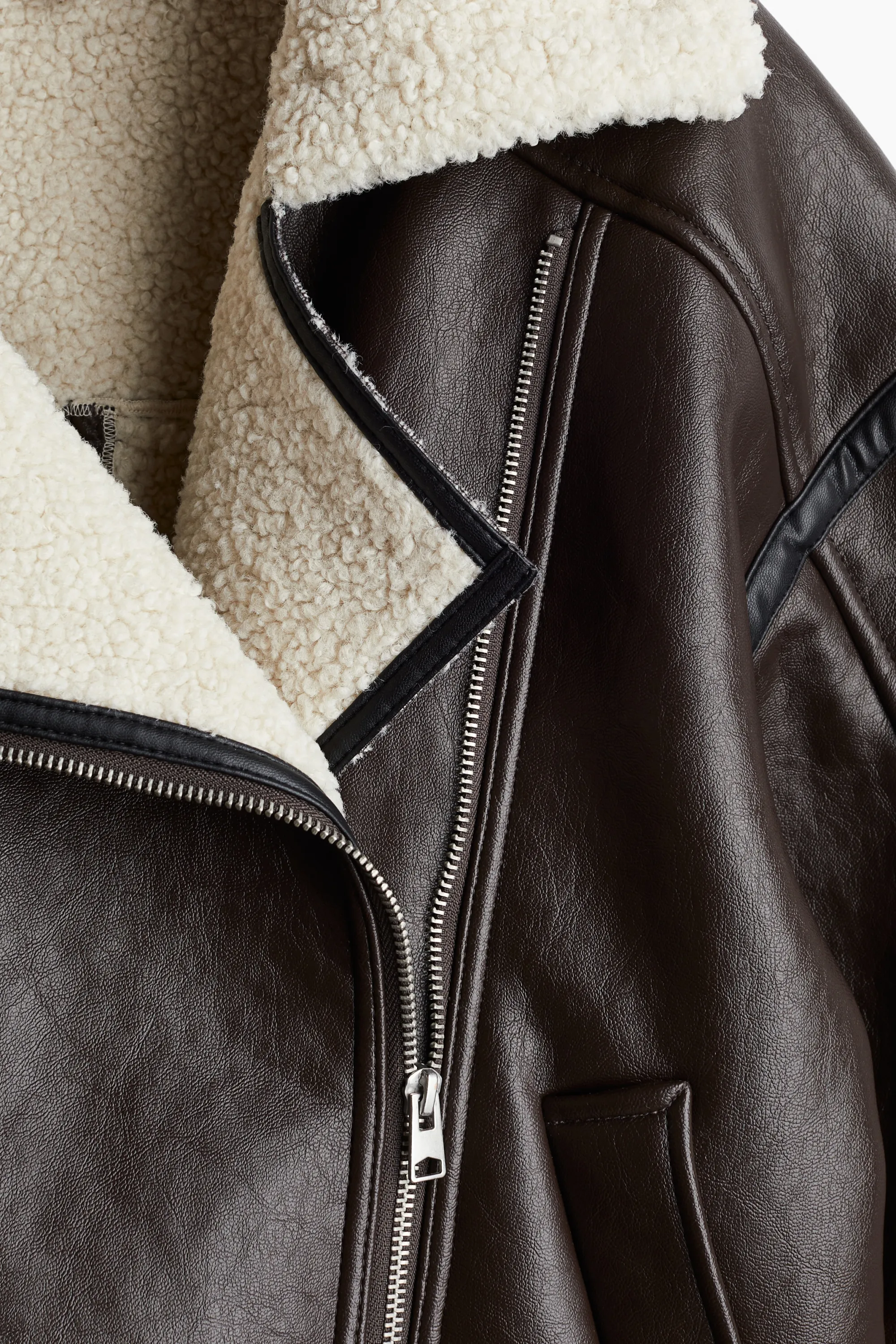 Veste double face de style motard - Marron foncé