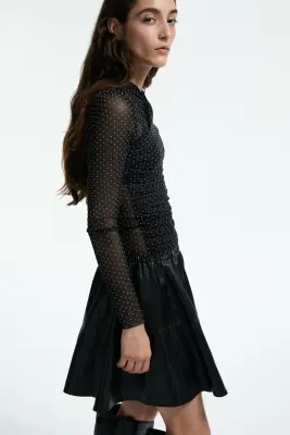 Top en mesh plumetis - Noir/pois — photo 2