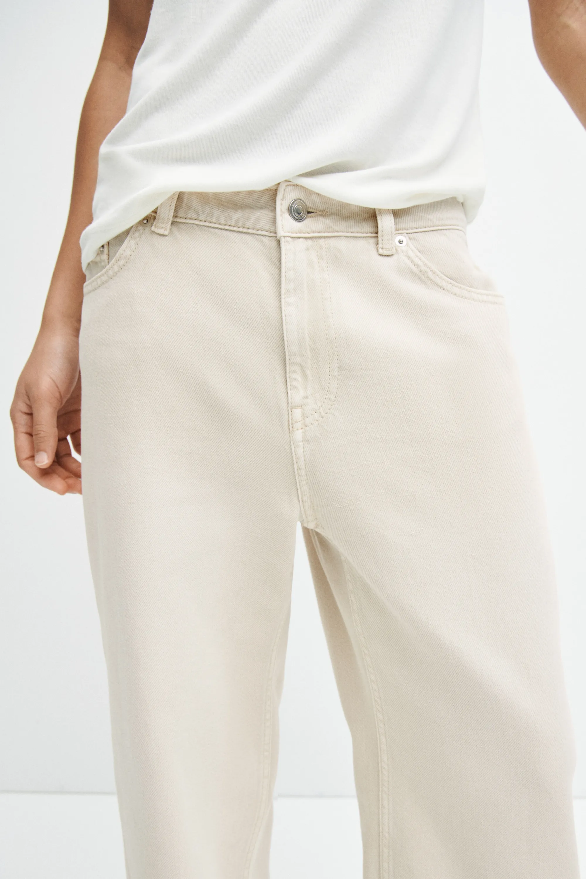Baggy Regular Waist Jeans - Crème ancien