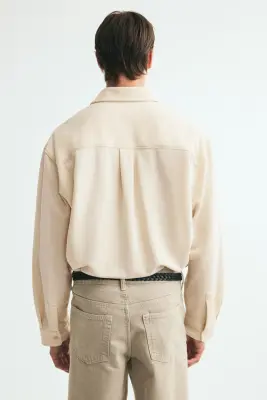 Chemise Relaxed Fit en jersey - Beige clair — photo 3