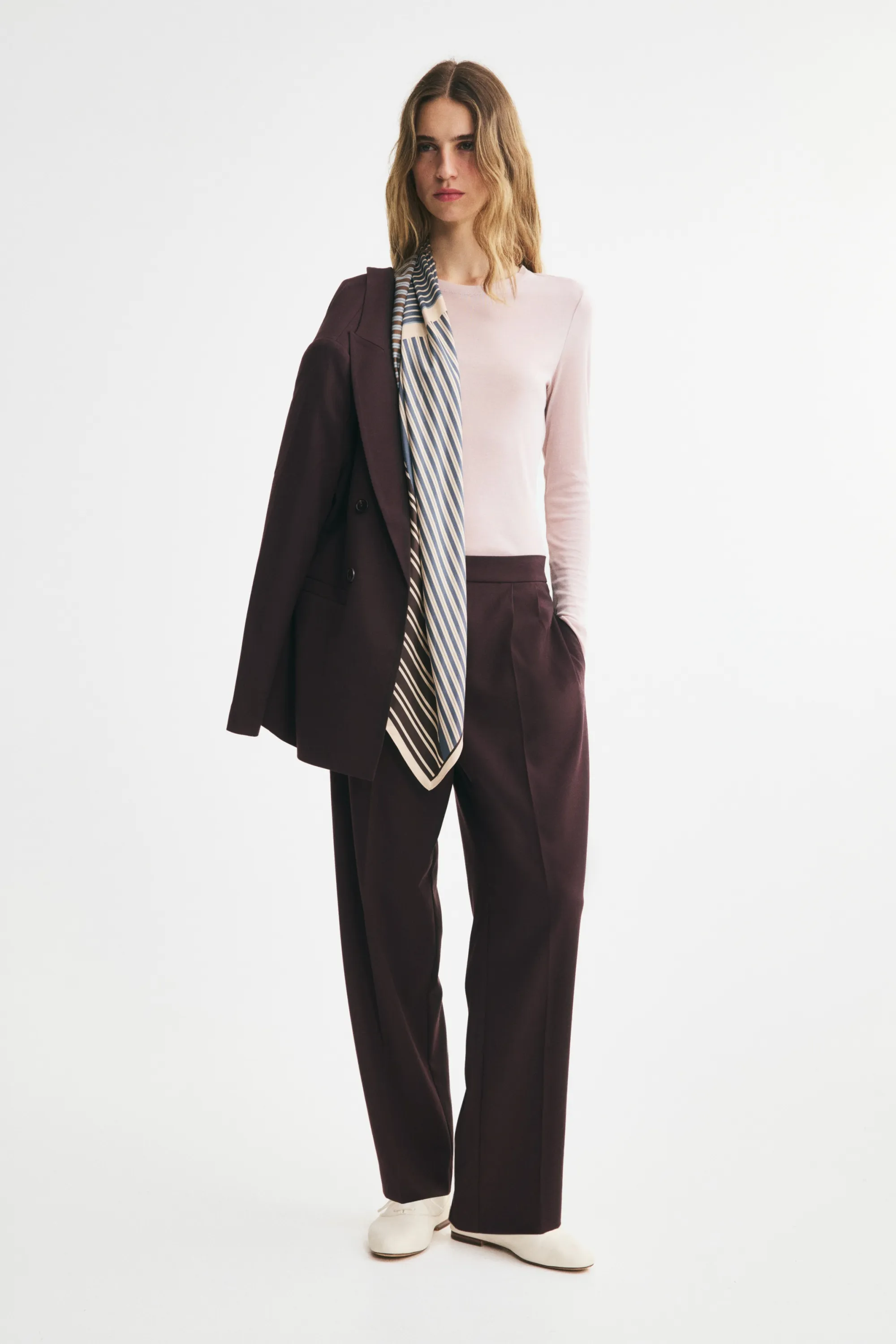 Pantalon à pinces avec pattes - Marron foncé