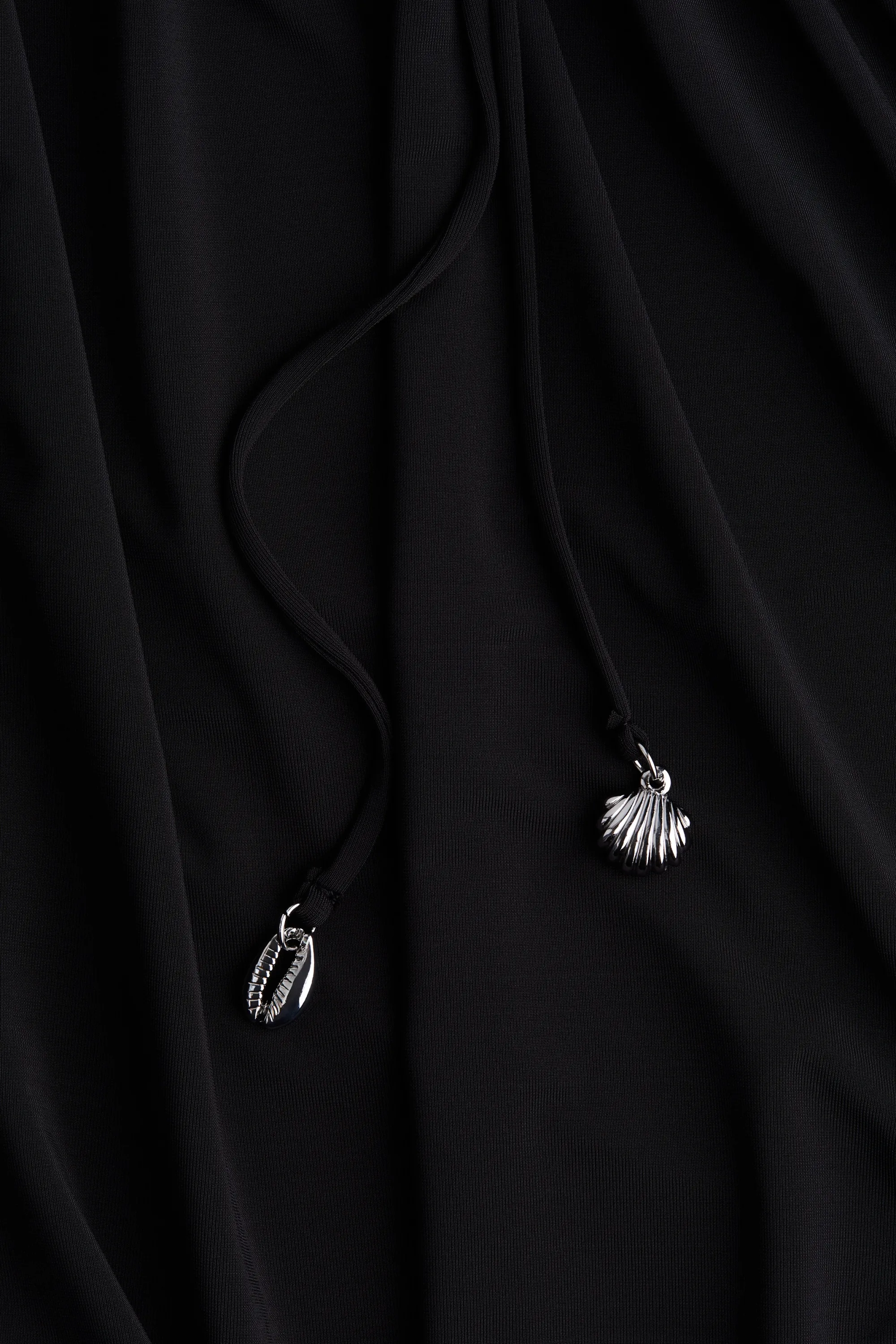 Robe à effet drapé avec cordon de serrage - Noir