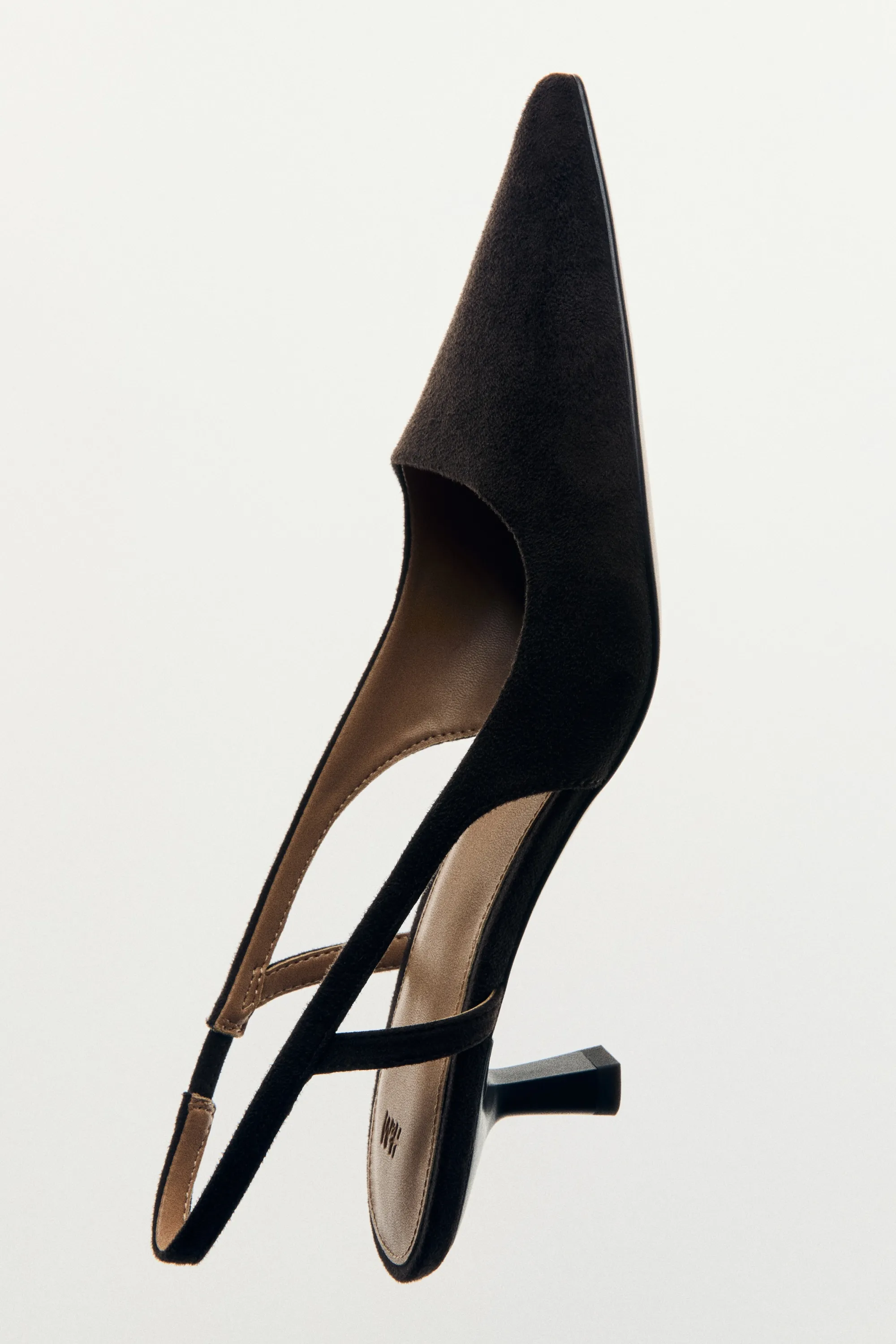 Escarpins à bride arrière avec talon kitten heel - Marron foncé