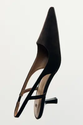 Escarpins à bride arrière avec talon kitten heel - Marron foncé — photo 1