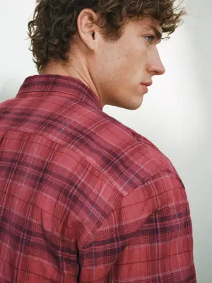 Chemise en flanelle standard - Rose foncé/Bordeaux — photo 5
