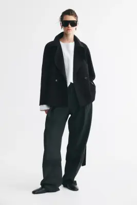 Trench-coat court avec ceinture à nouer - Noir — photo 3