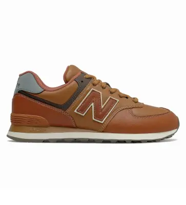 NEW BALANCE ML574 CUIR Marron — photo 4