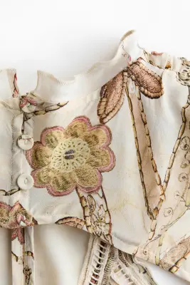 Robe ruchée à dos ouvert avec imprimé fleuri - Crème/fleuri — photo 4