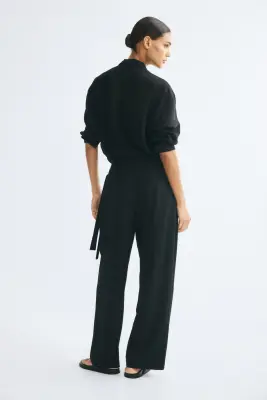 Pantalon avec détail croisé - Noir — photo 3