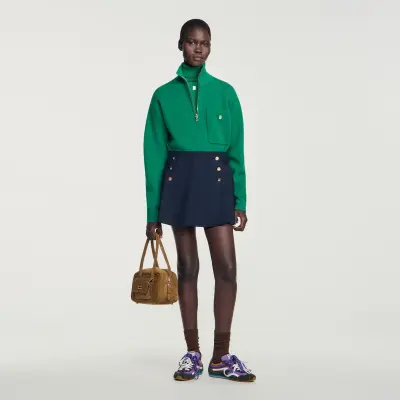 Jupe short à boutons en laine