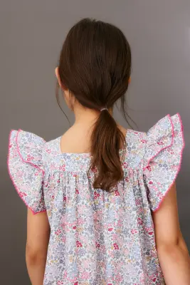 Robe en popeline de coton - Violet clair/fleuri — photo 2
