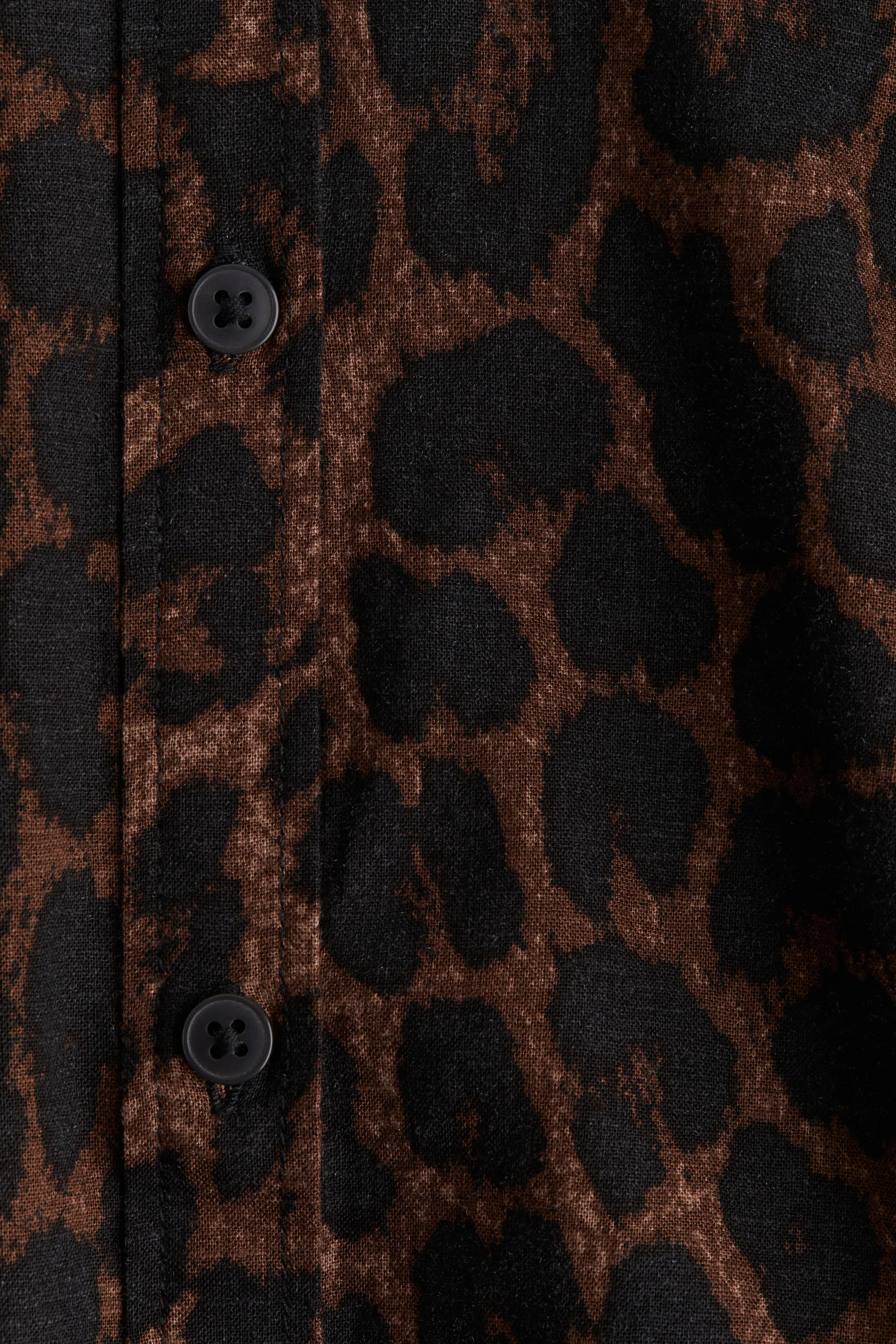 Blouse en lin mélangé - Marron/imprimé léopard