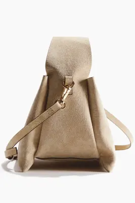 Sac crossbody en cuir velours - Beige clair — photo 2